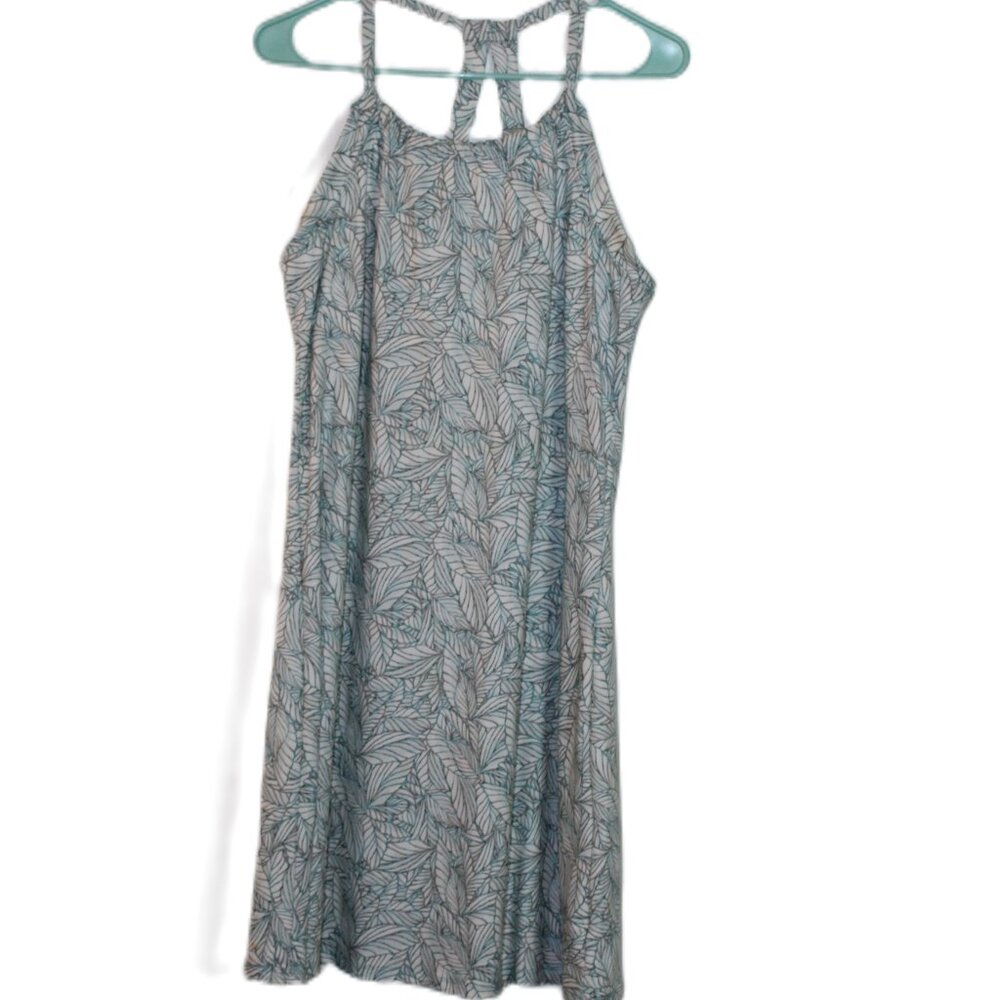 Eddie Bauer Leaf Pattern Sundress Racer Back Green White Size L Beachy